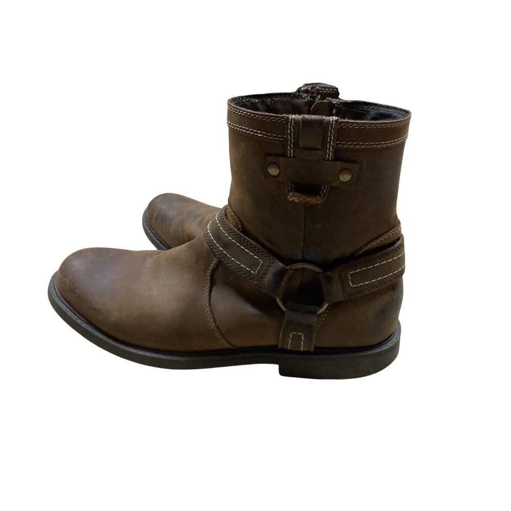 Chaps Mens Ankle Boots Leather Upper Brown Size 10.5M Durable Rubber Sole